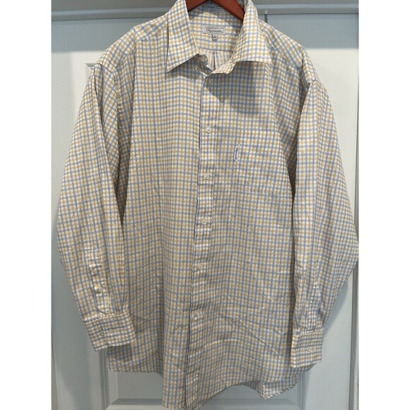 Faconnable Shirt Mens Large Yellow Striped Casual Button Up Long Sleeve * - Picture 1 of 14